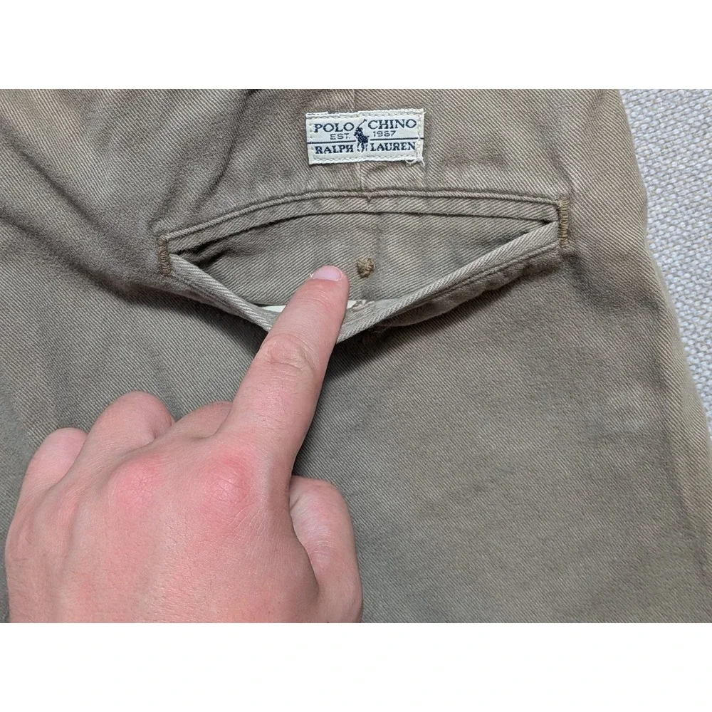Polo Ralph Lauren Chino Mens Pants Andrew Pant Khaki 32x31 Relaxed Pleated W34